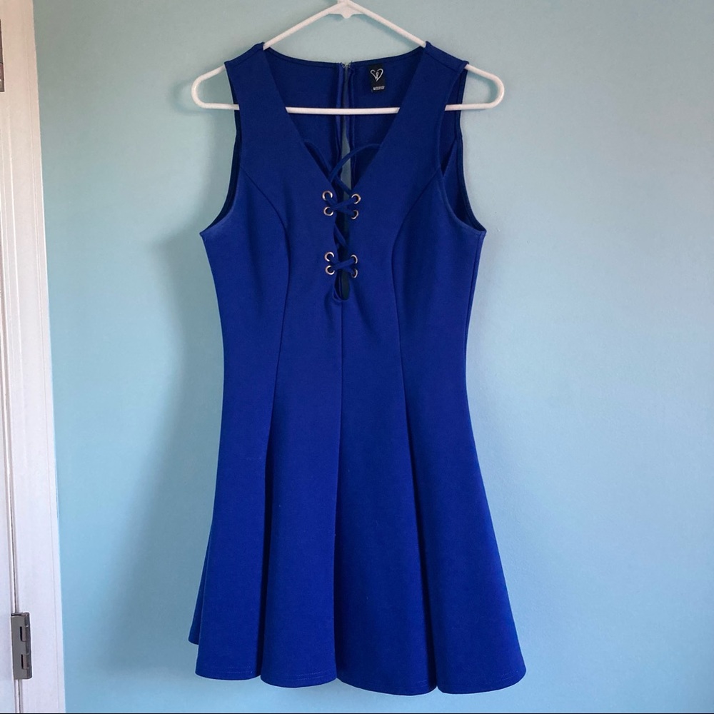 🧿Royal Blue Lace Up Pleated Dress🧿